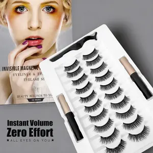 10 Pairs Magnetic False Eyelashes Set Natural Look Curled Magnet Lashes Reusable No Glue Fake Eyelashes for Women Volumized False Eyelashes