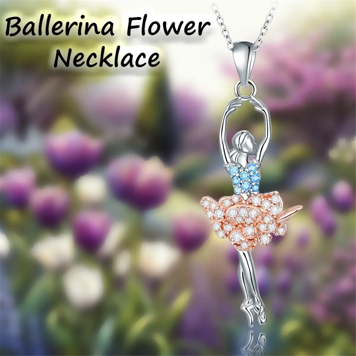 Dainty Alloy Ballet Princess Pendant Necklace with Sparkling Multicolor Cubic Zirconia, Elegant Dance-Themed Jewelry Gift for Women and Girls for Daily Wear, Steel, Birthday, Charm Chain, Female, Geometric, Short, Stainless Steel, Chain Jewelry Necklaces