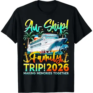 Funny Cruise Ship Family Trip Vacation 2026 Reunion Matching T-Shirt Casual Streetwear, Made in USA, Menswear Womenswear, Unisex Fan Gift for Birthday Holiday Christmas Halloween