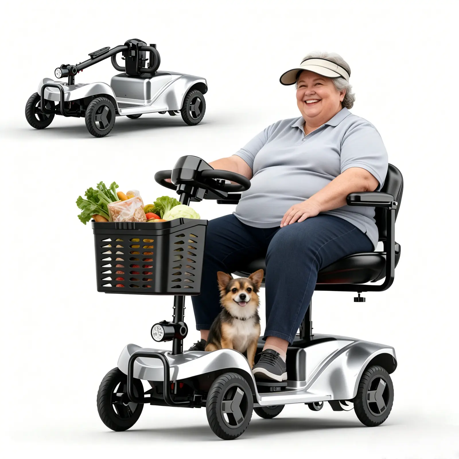 4-Wheel Medical Mobility Scooter for Seniors, 15-Mi Maximum Range, Equipped with Charger, Storage Basket and Keys