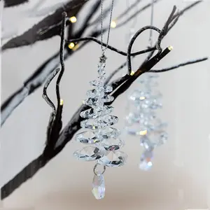 Crystal Christmas Tree Decorations, Hanging Crystal Icicle Ornaments, Perfect Holiday Decoration for Christmas Trees, Beautiful Reflective Finish, Festive Home Decor
