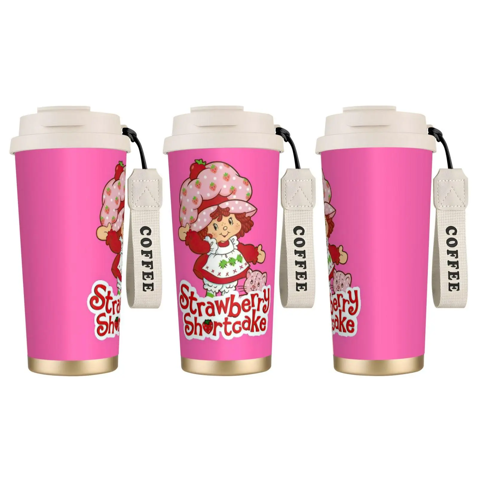 1pc Stylish Kawaii Strawberry Girl 316 SS Insulated Stainless Steel Flask - 18oz Portable Thermal Tumbler with Straw Cap, Strong Insulation, Hot/Cold Retention, Thoughtful Details, Ideal for Coffee, Daily Use (Drinkware Must Haves), Lid, Base 68Mm
