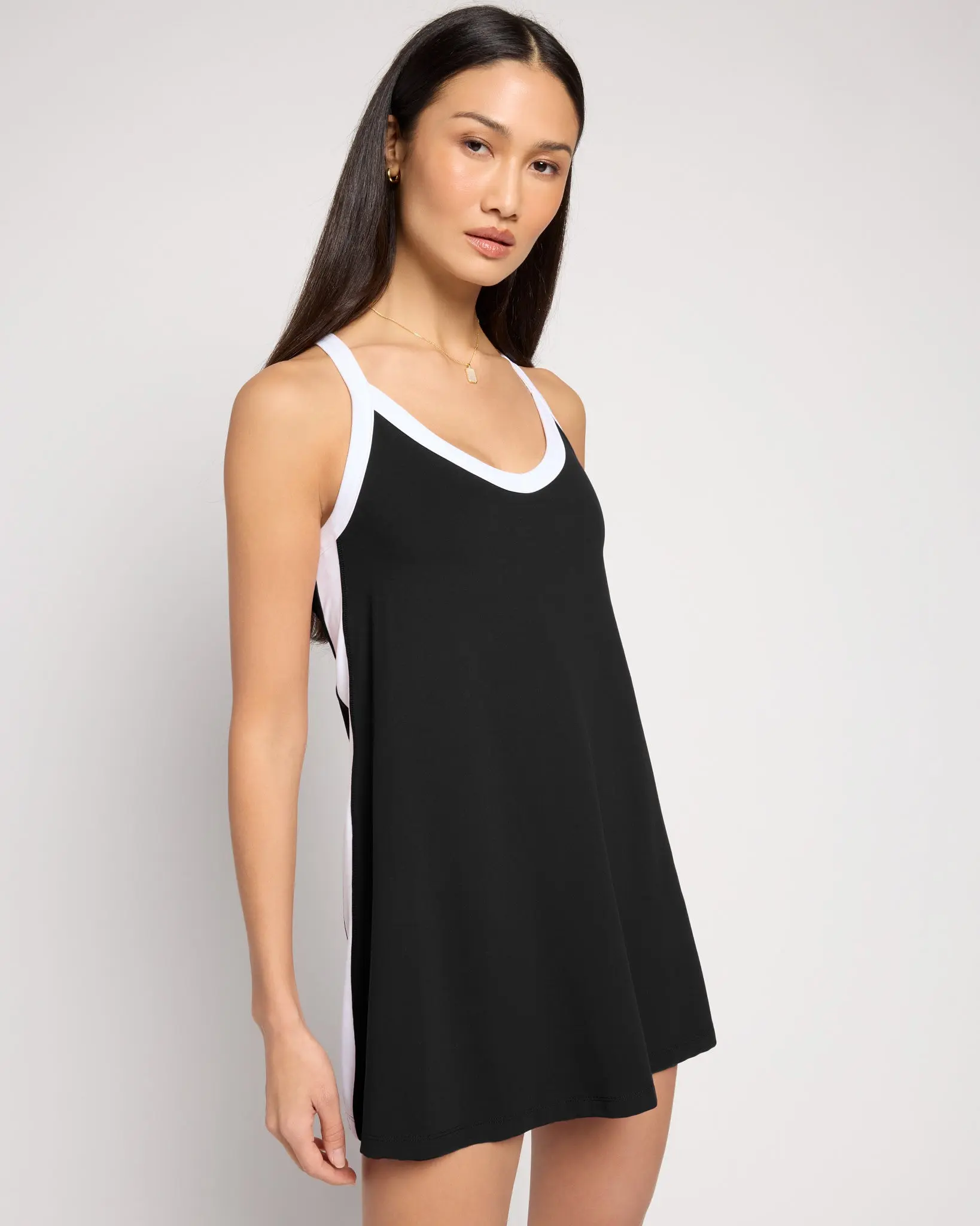 CloudLight™ Short Sleeve Stretch Color Blocks Athleisure Wear, Sporty Chic Active Step-In Dress for Sports & Outdoor Activities, Female, Loose-Fitting, Post-Workout, Quick Dry, Tummy, Shift, Activewear, Relaxed Fit, Breathable, Athleisure Sports Dresses