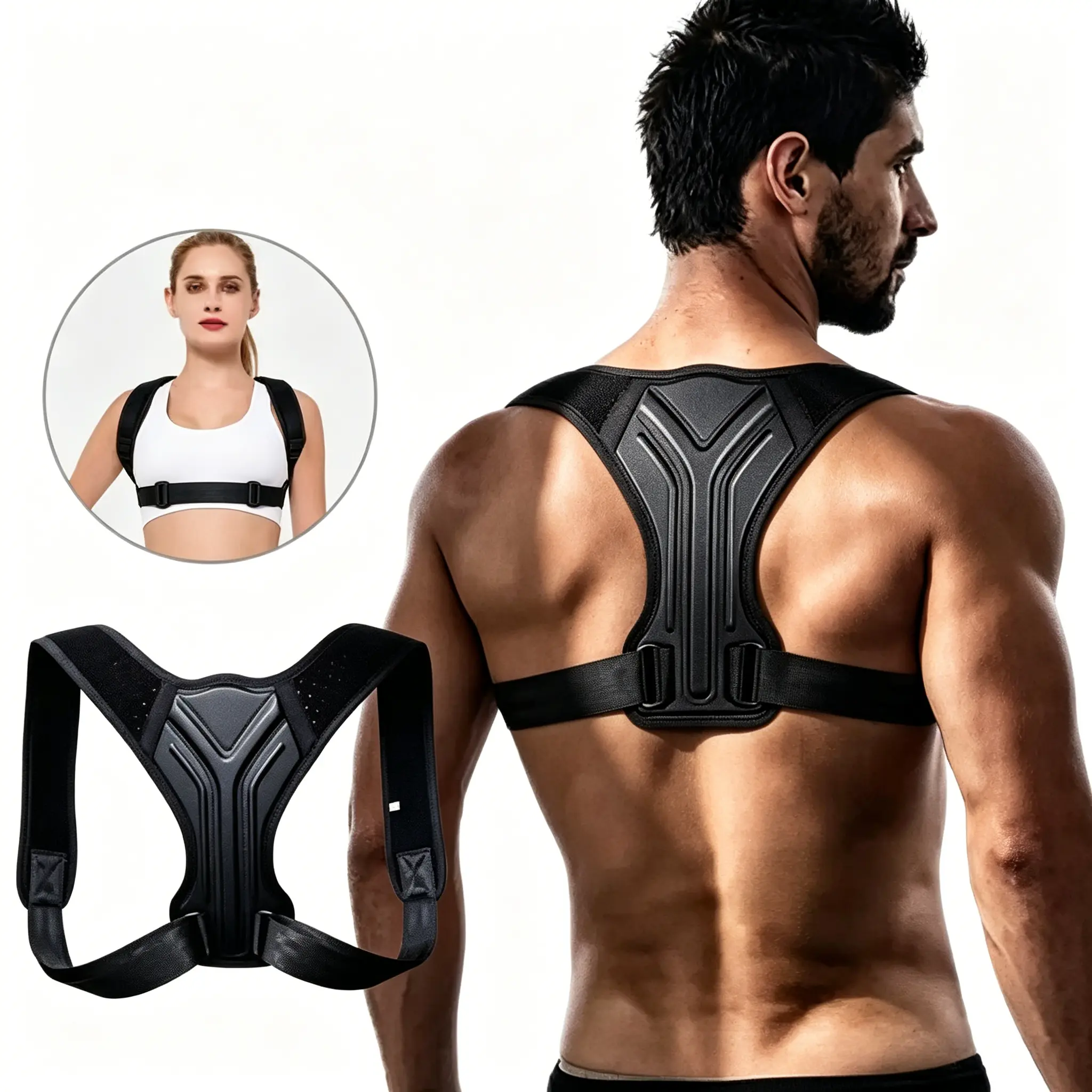 Adjustable back shoulder posture corrector belt clavicle spinal support home office sport upper back neck brace
