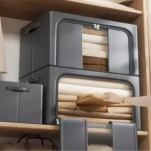 New Large Capacity Storage Box with Transparent Window, Reinforced Zipper Handle, Ideal for Closet Bedside and Under Bed Organization