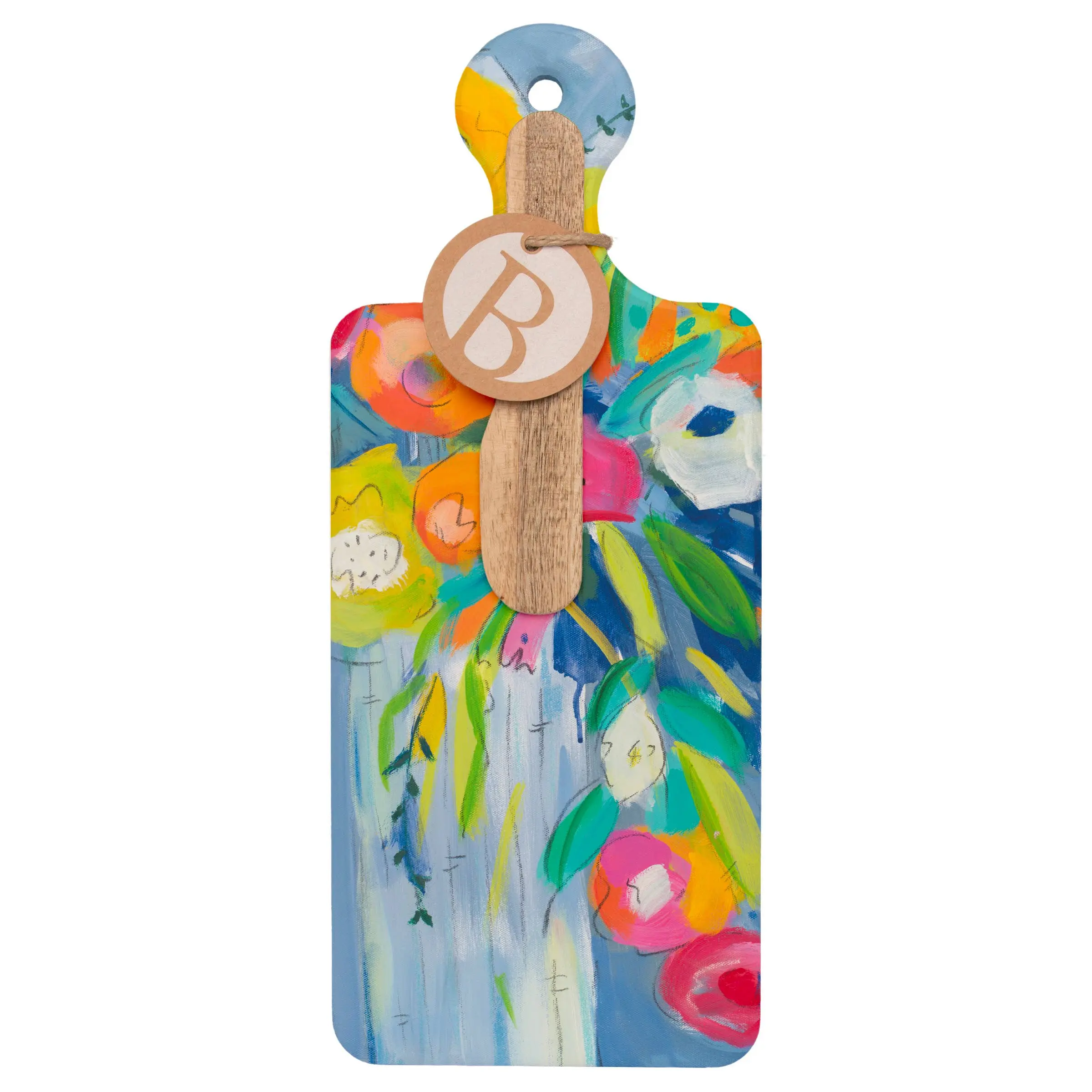 Cheerful Blossoms CUTErie Cheese Board & Wood Spreader Set