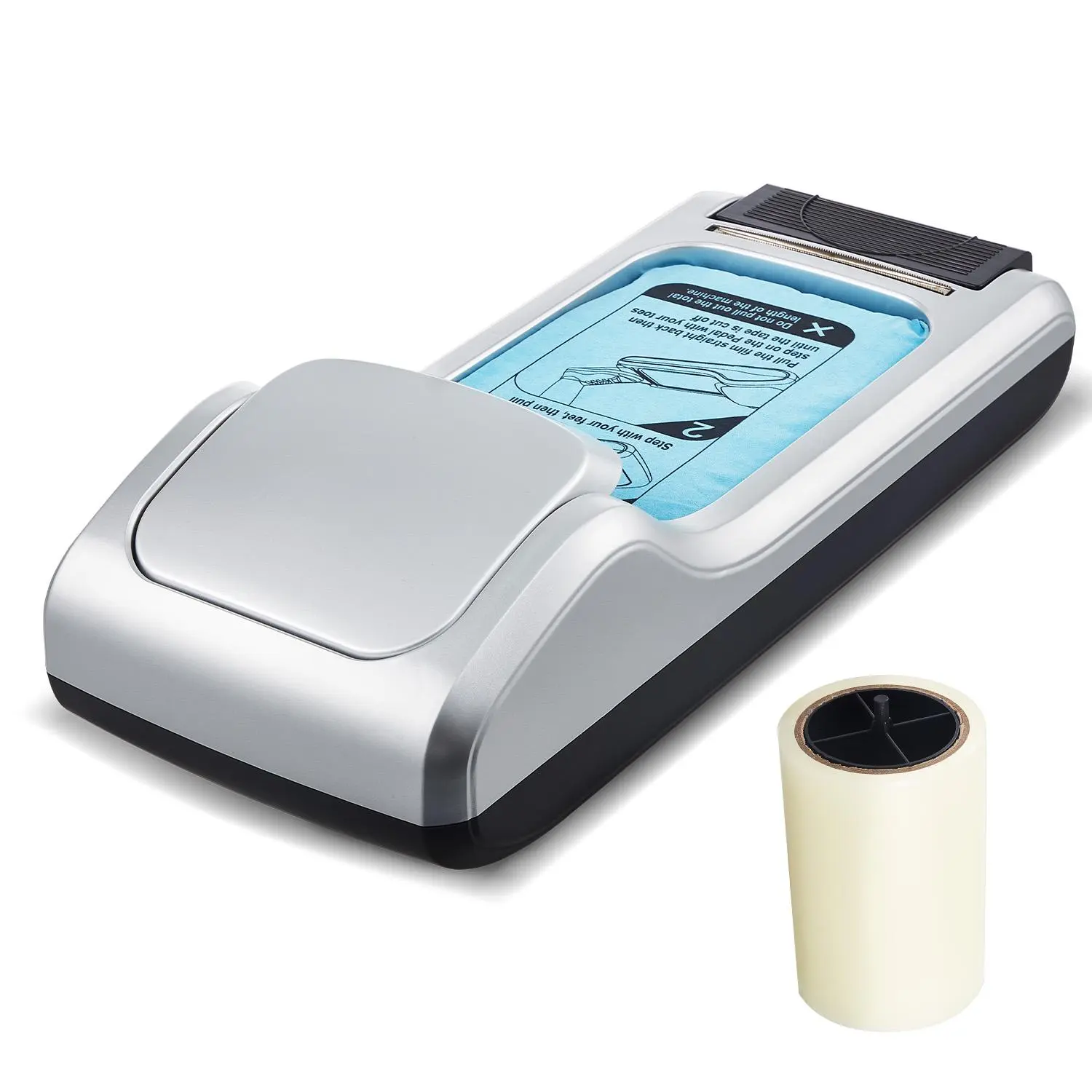 VEVOR Durable ABS Automatic Shoe Cover Dispenser, Home & Office Household Item, Includes 1 Plastic Shoe Film Roll (600 Pcs) Non-Slip Disposable Covers, 1-Cut Serrated Design Efficient Cutting, Fits Up to US 11, Father's Day Gift, Disposable Shoe Covers
