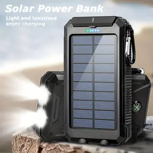 30000mAh Solar Power Bank Solar Charger Portable Solar Phone Battery Panel Charger, Dual USB Port Battery Pack for All Cell Phones, LED Flashlight/Compass For Travel Camping 2 Charging Modes