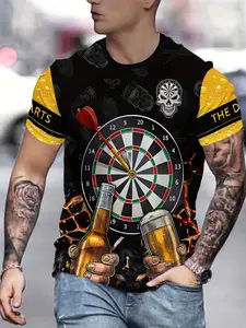 Men's 3D Digital Print T-Shirt, Breathable Fashionable Sports Top, Athletic Shirt for Summer, Casual Wear, Athletic Tops and Gift Idea for Friends