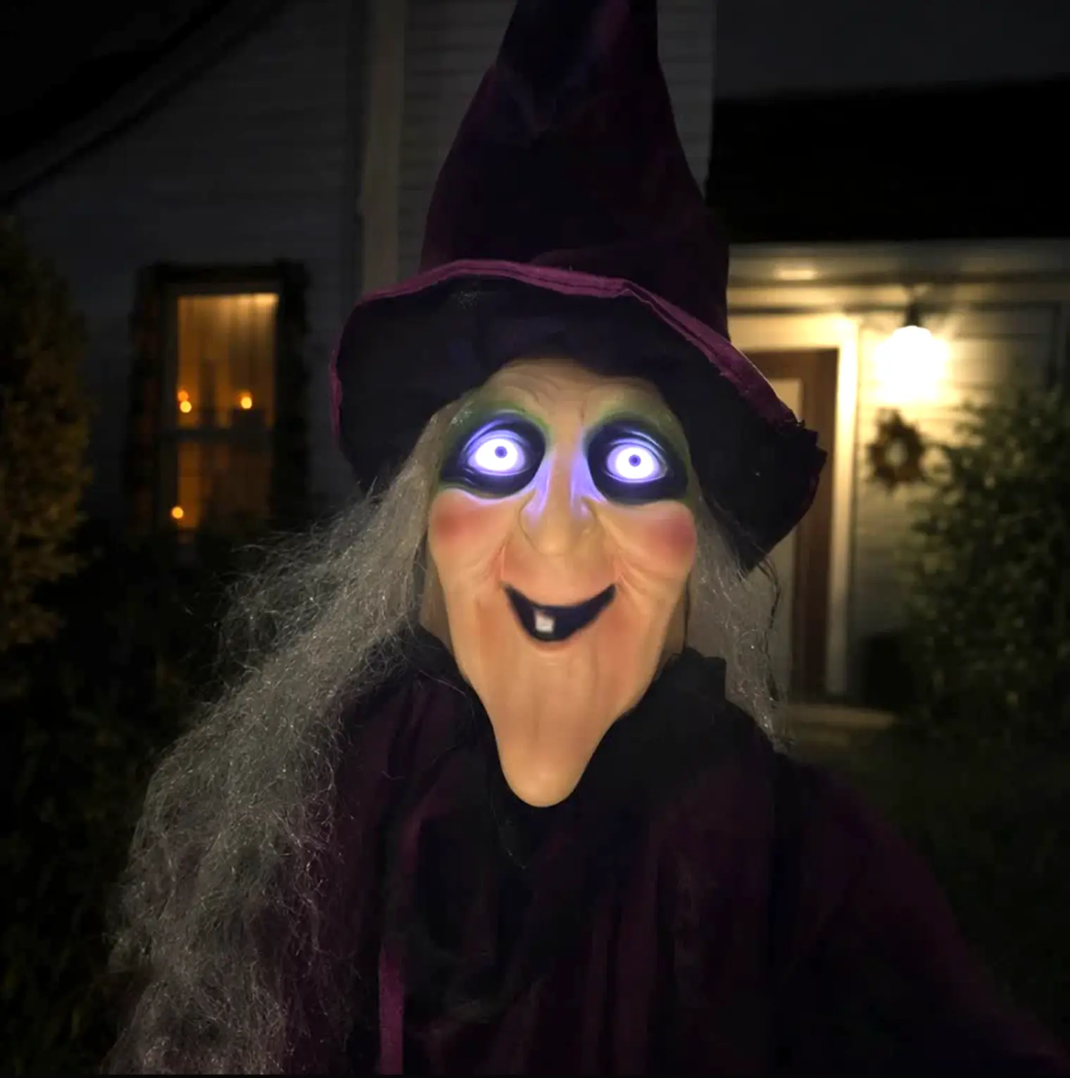 71-Inch Life-Size Hanging Coven Animated Talking Witch Halloween Ornament - Spooky Red-Eyed Scary Horror Prop, Suitable for Haunted Houses, Gardens, Home Decor, Ornaments