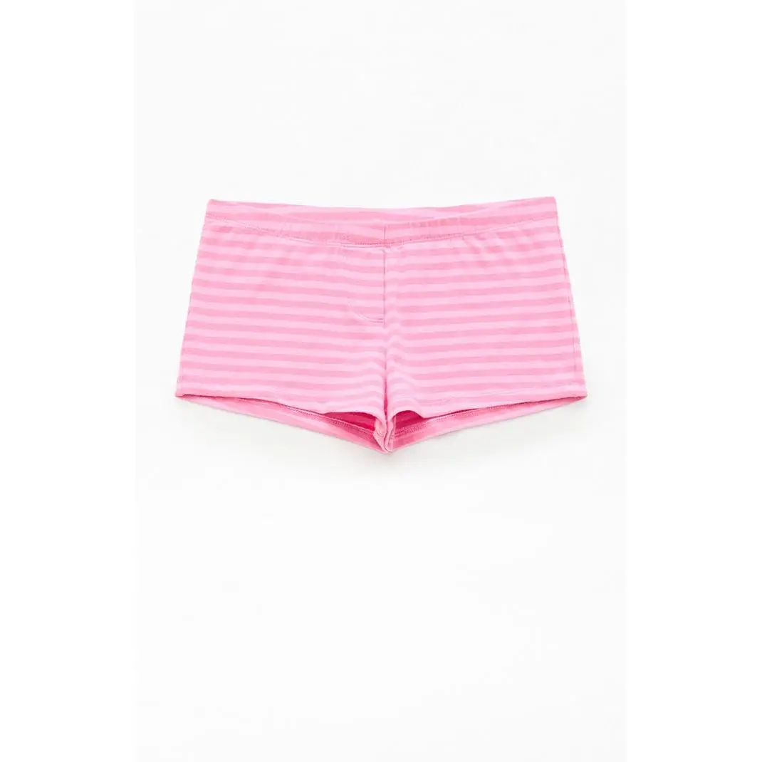 John Galt Women's Pink Striped Boxer Shorts