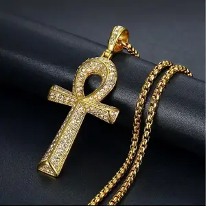 Stainless Steel Egyptian Ankh Key Pendant Necklace for Unisex - Durable Material & Symbolic Design - Resistant to Tarnish - Elegant Chain - Perfect Gift