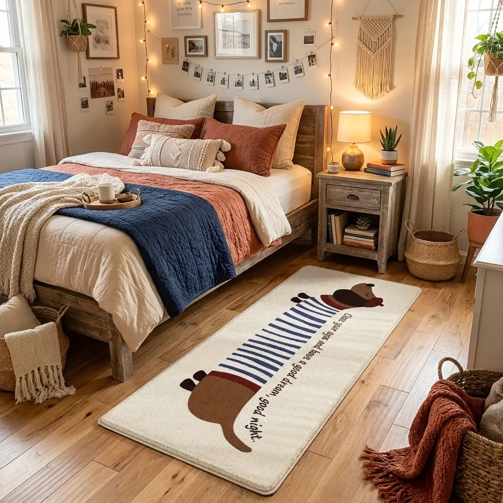 Classic Cute Dachshund Pattern Single Rug - Soft Fluffy Bedroom Mat for Indoor Use, PU Surface Plush Area Rug for Bedroom