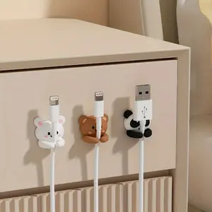 Cute Animal Cable Clips Set, PVC Wire Organizer with Protective Cover, Charging Line Stand for Table and Bedside Management, Multiple Colors, Desk Organizer Tidy, Office Desk Accessories!