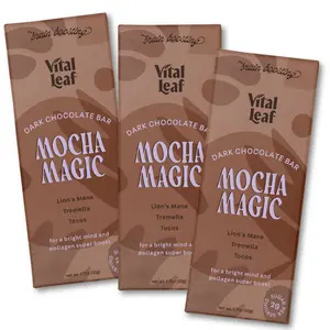 (3-PACK) Mocha Magic Dark Chocolate Mushroom Bar: Brain + Sharp Focus + Collagen Boost  |  Lion's Mane, Chaga, Reishi, Cocoa, Brainstorm, Memory, Mental Clarity, vegan, Adaptogens, Alice, Stamet's, Micro, Organic Coffee, Shroom,