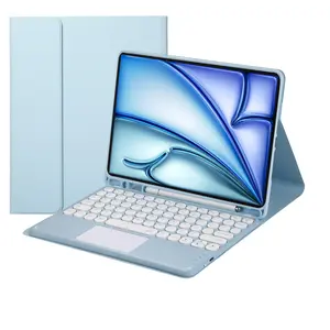 Touch Keyboard Case for iPad Air 11-inch M3 (2025) / M2 (2024), iPad Air 5th (2022) / 4th Generation (2020) 10.9 Inch with Pencil Holder - Magnetically Detachable Touch Bluetooth Keyboard