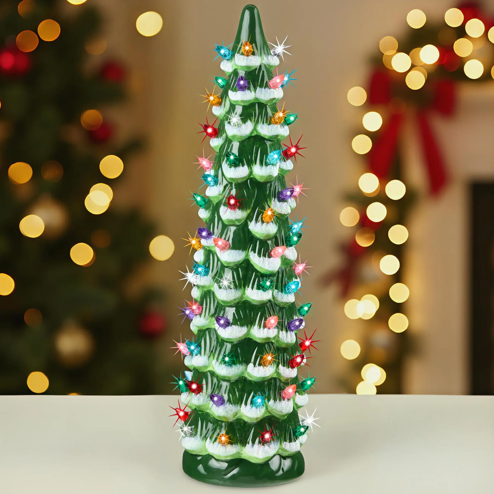 Best Choice Products Ceramic Christmas Tree, 18in Hand-Painted Holiday Decor