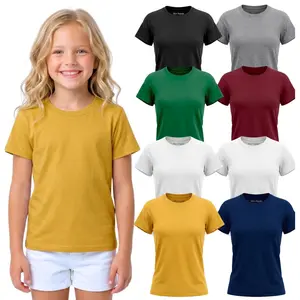 MISS POPULAR Girls' 8-Pack Super Soft Polycotton Short Sleeve Crew Neck T Shirts, Assorted Color Solid Tees