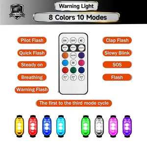 RGB Wireless LED Ambient Light with Remote Control, IP65 Waterproof USB Rechargeable, 10 Lighting Modes Universal for Cars, Motorcycles, Bicycles, Drones & Model Aircraft