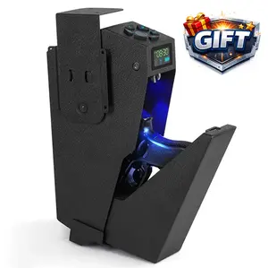 Biometric Gun Safe Box - Mounted Drop Down Lock with 3-Way Access, Fingerprint, Digital Code & Key, LED Light, Anti-Static Foam, Compact Design for Nightstand, Desk, Wall night  stand  safe