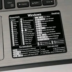 Essentials Brand 1pc Self-Adhesive Vinyl Keyboard Shortcut Sticker 80mm Quick Reference for Office Software Windows Excel Word Shortcuts Enhances Productivity