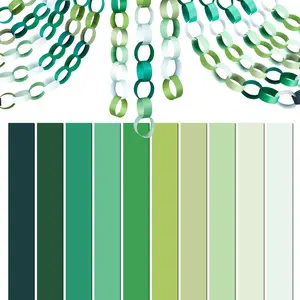 CHRORINE 600Pcs Colorful Paper Chains Strips for Birthday Party Decorations DIY Crafts Supplies (Green, 1 x 7.08 inches)