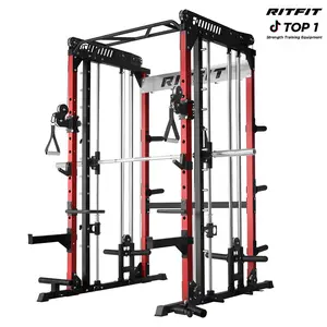 RITFIT M1 Pro/2.0 Multi-Functional Smith Machine Home Gym Rack, Modern Steel Frame, Powerful Storage System, Smooth Cable Crossover System, Lat Pulldown Machine for Strength Training, At Home Gym Equipment,summerwins