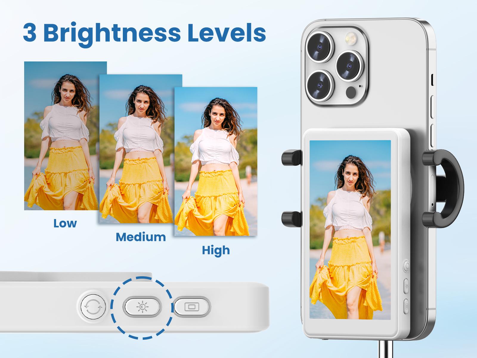 Magnetic Phone Vlog Monitor – 1080P Wireless Selfie Screen, Use Rear Camera for Live Streaming & TikTok (4K 30fps Wired, iPhone/Android Compatible)