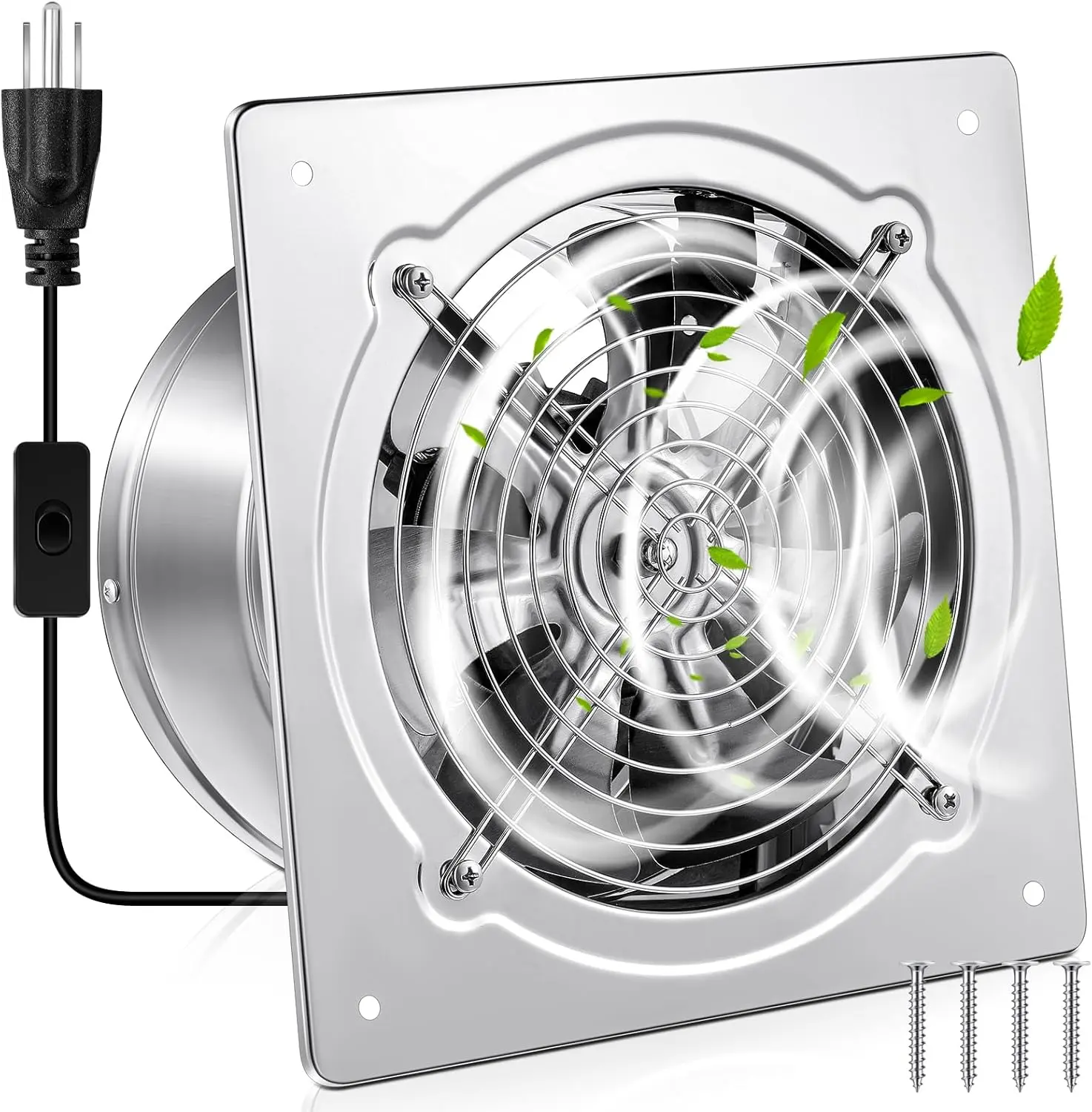 10 Inch Exhaust Fan 988 CFM Kitchen Exhaust Fan with  Small Exhaust Fan Bathroom Potable Plug in Garage Exhaust Fan with Damper for Shop,  Room, Industrial Ventilation Use,