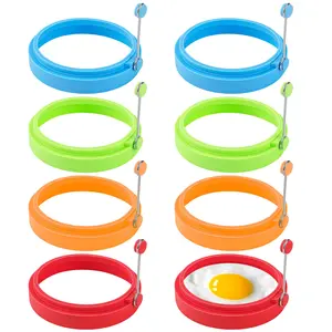 8 Pack Food Grade Silicone Egg Rings Set Bulk 4 Inch Round Egg Rings for Frying Eggs Non Stick Fried Eggs Mold Pancake Breakfast Sandwiches English Muffins Sausage Cooking