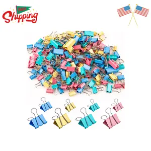 200 Count Colored Binder Clips Assorted Sizes, Large, Medium, Small, Mini, Metal Paper Clamps(1 1/4", 1", 3/4", 1/2 Inch)
