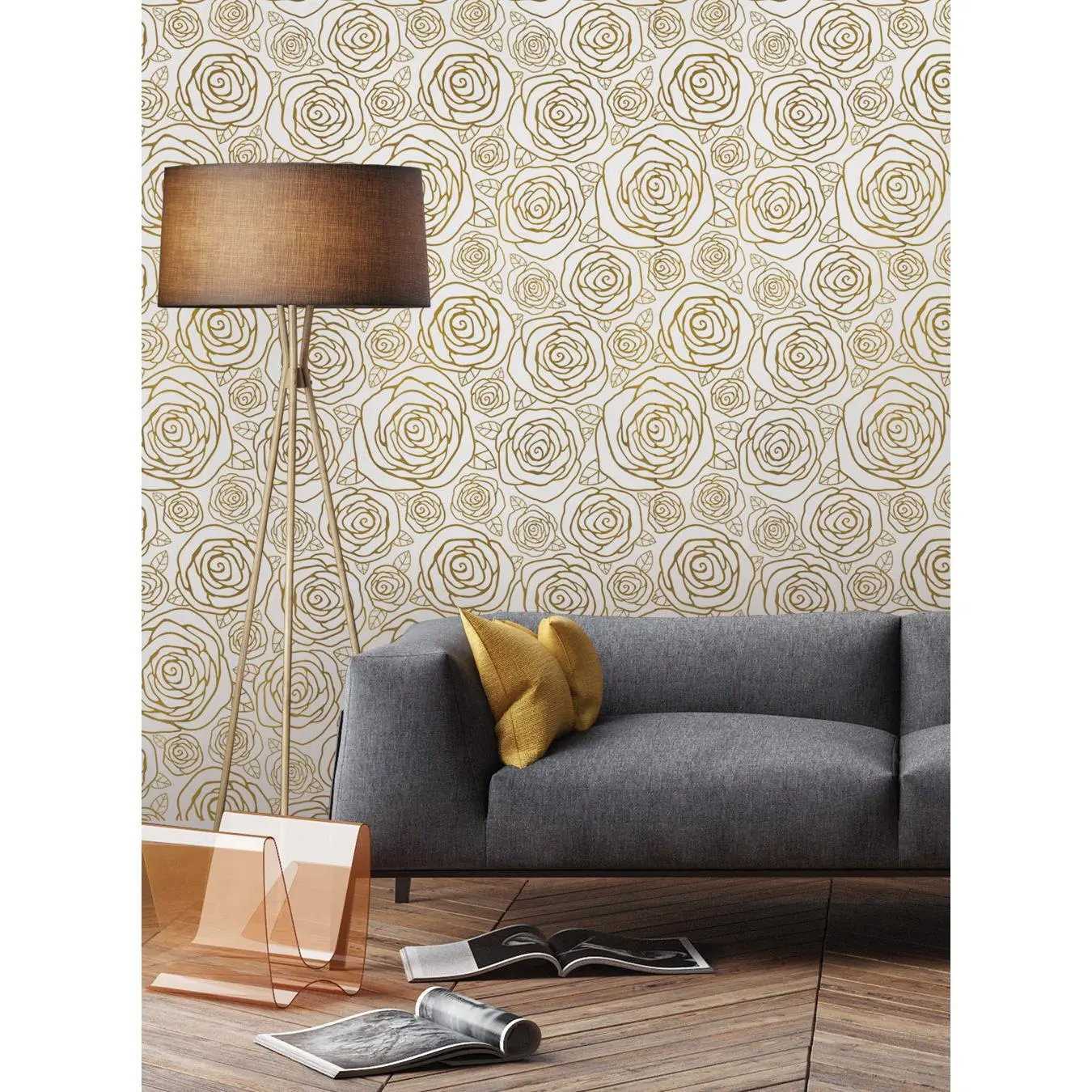 Gold Roses Wallpaper - Peel and Stick