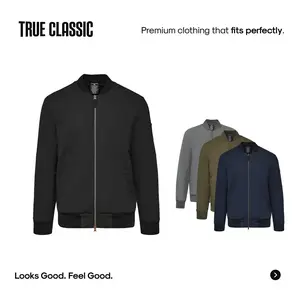 True Classic Men’s Bomber Jacket – Lightweight Business Casual Outerwear, Soft Tagless Fit, Old Money Style for Streetwear, Workwear, or Layered Looks