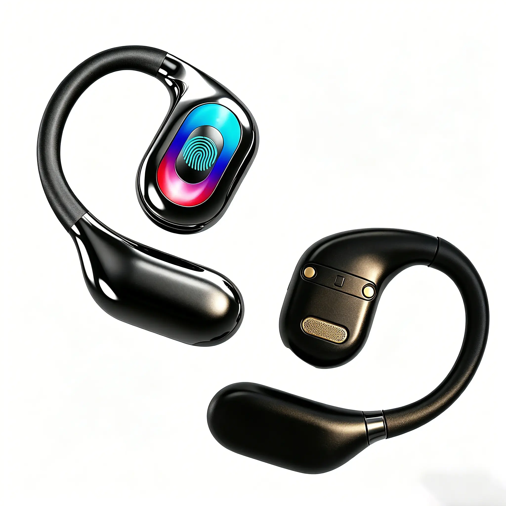 Open Ear Earbuds, 50H Open Ear Headphones Bluetooth 5.4, IPX6 Open Ear buds Wireless with Adjustable Ear hook, Hi-res Stereo, AI Clear Call, Lightweight, Wireless Over Earbud for Workout, Gym, Running