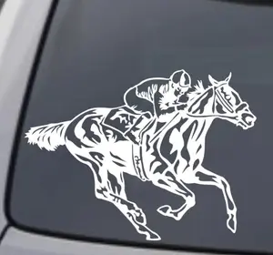 Horse Racing Vinyl Decal Sticker Car Truck Boat Tractor Trailer Laptop Window Wall Bumper Rear Back Window Race Animal Jockey Thoroughbred
