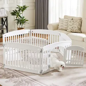 Portable 24" Plastic Dog Playpen - 6-Panel Indoor/Outdoor Pet Fence for Medium Dogs & Puppies w/ Secure Locking Door, Easy Assembly, White