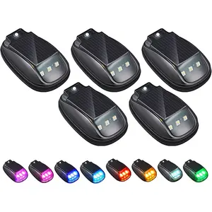 Solar Car Roof RGB Strobe Light with Remote Control Cab Signal Lamp Wireless No Punch LED Truck Pickup Warning Lights for Camping Enhanced Night Visibility & Interior Lighting