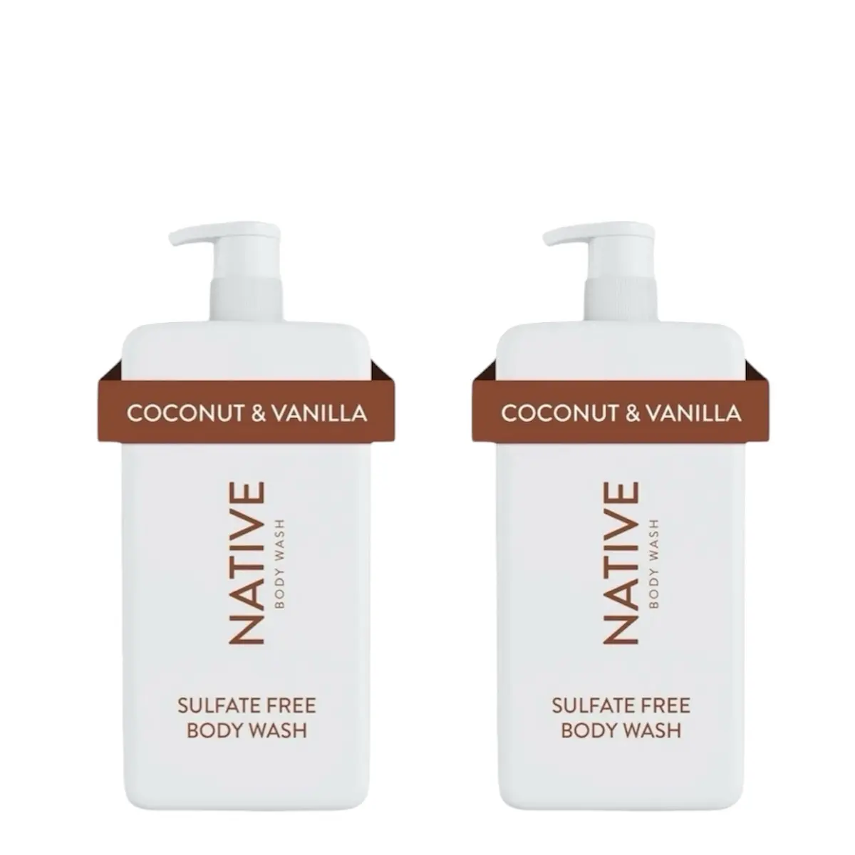 Native Coconut & Vanilla Body Wash Pump, Sulfate & Paraben Free, 36 oz 2 Pack for Men and Women