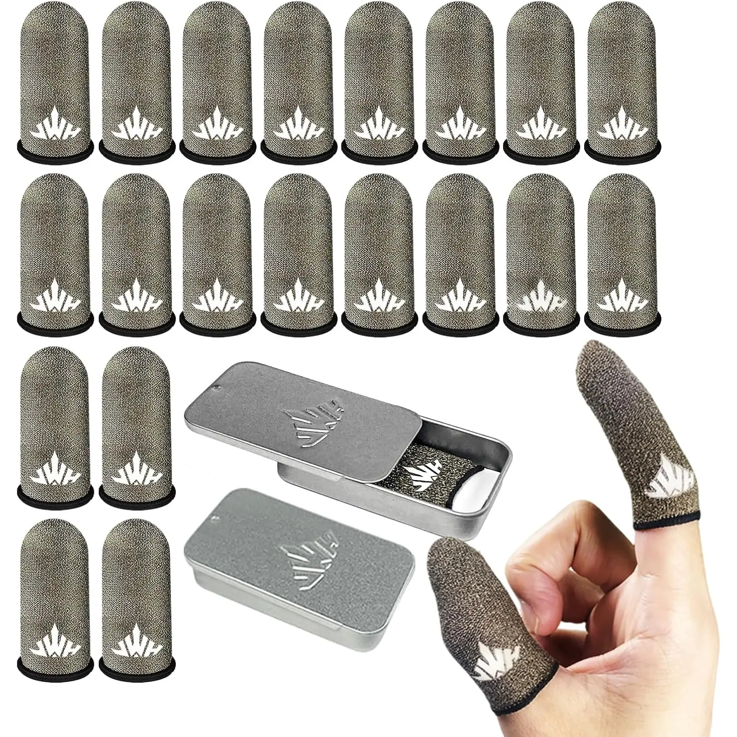 Ultra-Thin Pure  Fiber Gaming Finger Thumb Sleeve, Light Breathable, Silky Sensitivity,20 Pack Guantes para Dedos Gamer,with 2 count Storage Box,Dedales Gamer,for PUBG Gaming Cots Gloves