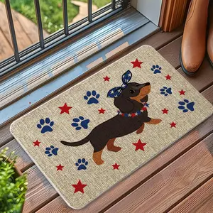 4th of July Door Mat Dachshund Patriotic Welcome Mat Outdoor Dog Independence Day Entrance Rug Farmhouse Home Kitchen Floor Front Doormats