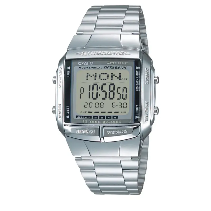 Casio Men's Illuminator Digital Databank Stainless Steel Silver Watch