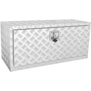 VEVOR Underbody Truck Box, 36"×17"×18" Pickup Storage Box, Heavy Duty Aluminum Diamond Plate Tool Box with Lock and Keys, Waterproof Trailer Storage Box with T-Handle Latch for Truck, Van, Trailer