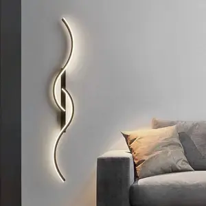 S-shaped Wall Lamp, Hardwired, Warm Light, No Remote Control, Requires Assembly, For Living Rooms, Hallways, Bedrooms, Bedside Tables, and Entryways, Minimalist Modern Mood Lighting Indoor Wall Lamp
