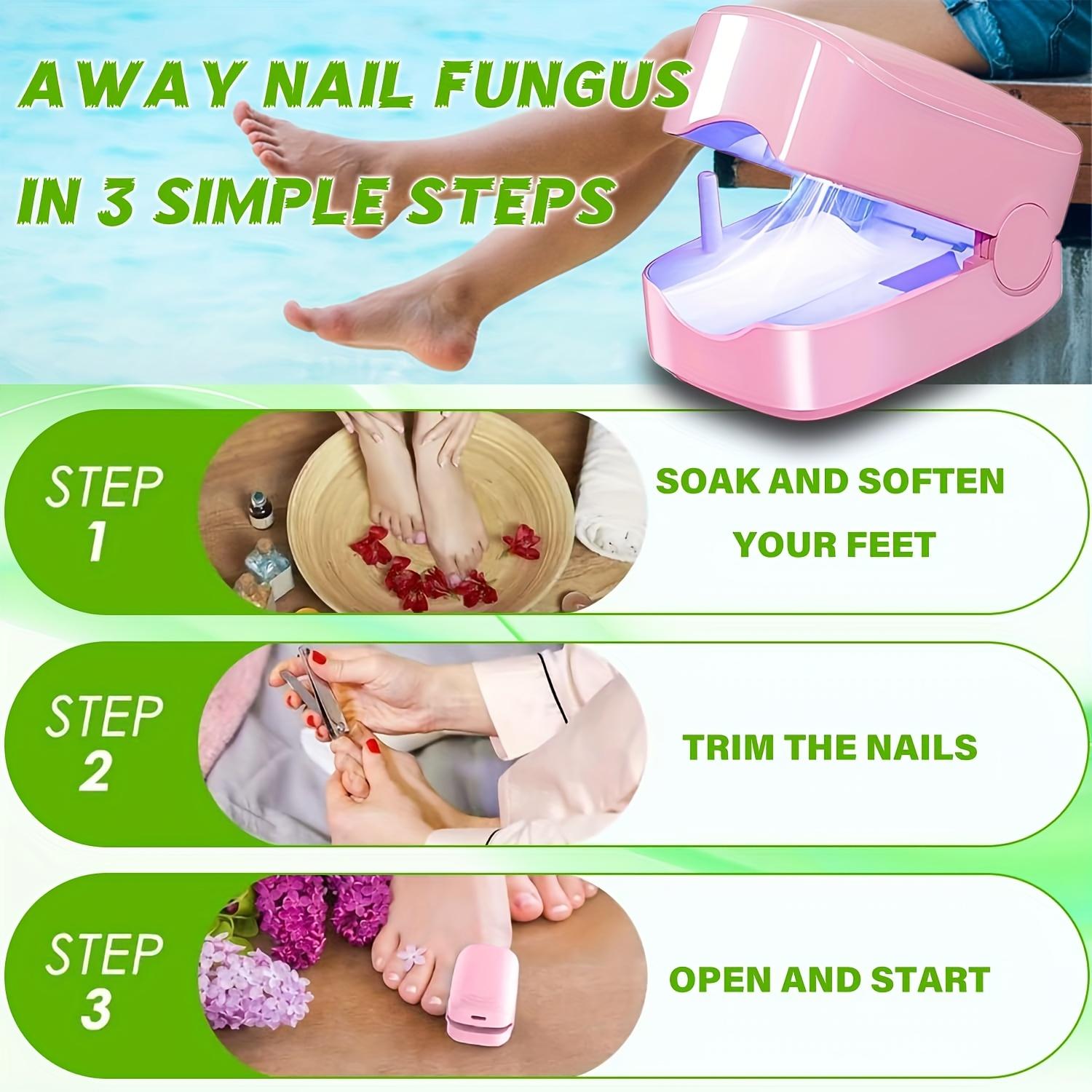 KTS FDA Cleared Nail Fungus Laser Treatment Device 7-Minute Home Care for Hand Toenail Infections Dual-Light Portable Pink Design