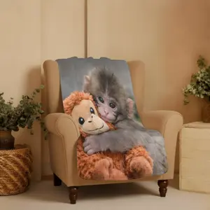 Team Punch Monkey Blanket, Cute Monkey Throw Blanket, Funny Family Blanket Gift, Soft Fleece Throw for Kids Adults