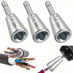 3pcs Wire Twister Set for Electricians, 2/4/6mm Sizes, Stainless Steel Drill Attachment, Easy-Grip Handle, Durable & Efficient, Drill Tool
