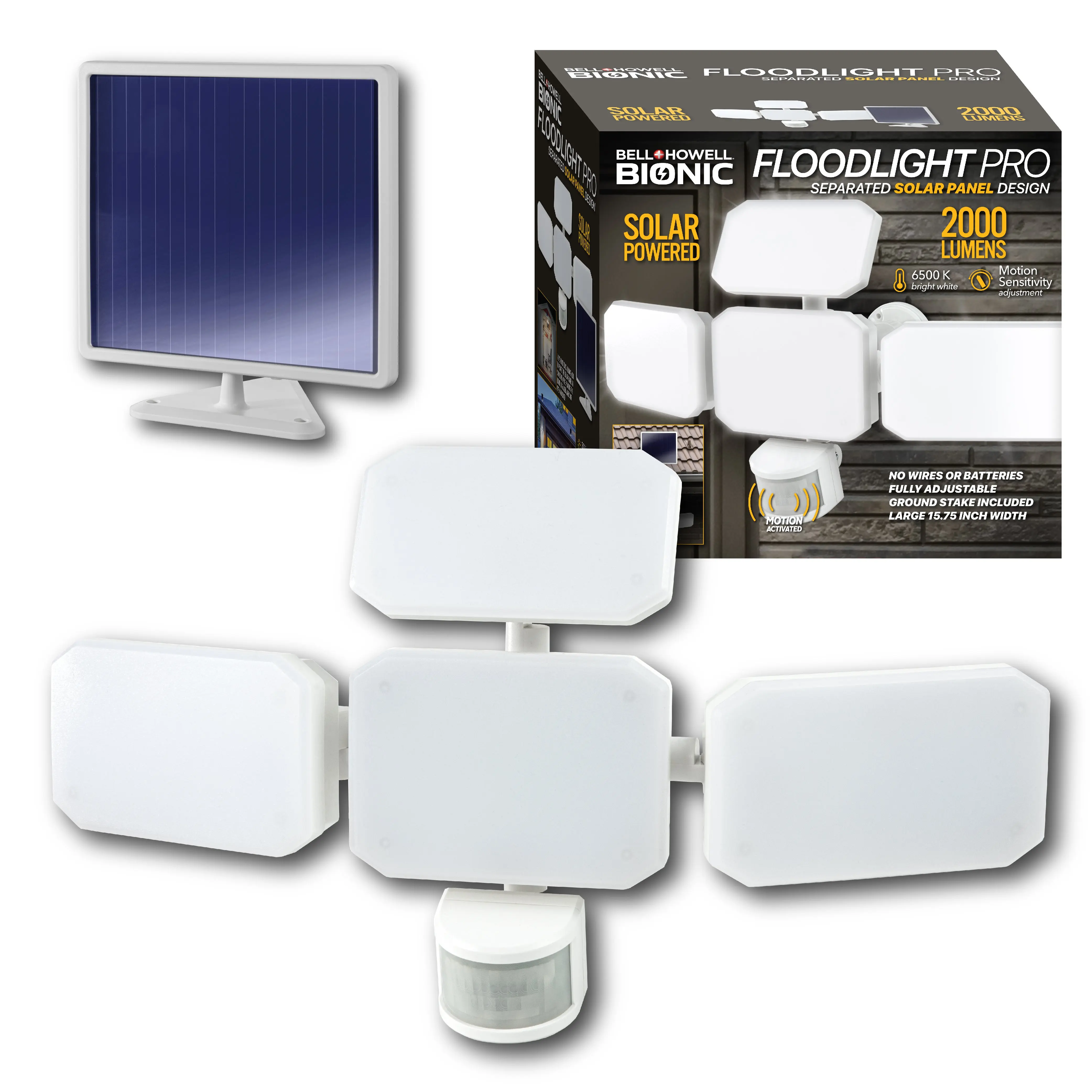 Bionic Floodlight Pro – Solar Powered Flood Light, 2000 Lumens White Outdoor Motion Sensor LED Bionic Floodlight Pro – Solar Powered Flood Light, 2000 Lumens White Outdoor Motion Sensor LED