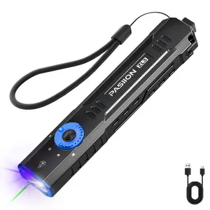 Rechargeable Edc Flashlight with Beam UV LED, Portable Pocket Light, Outdoor Emergency, Super Bright Rechargeable Torch