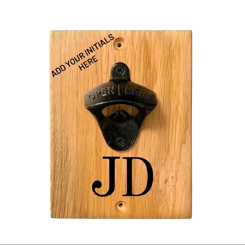 Wall-Mount Bottle Opener with Custom Initials