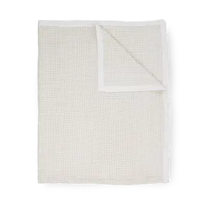 Cotton Muslin Quilted Throw - Tan Gingham